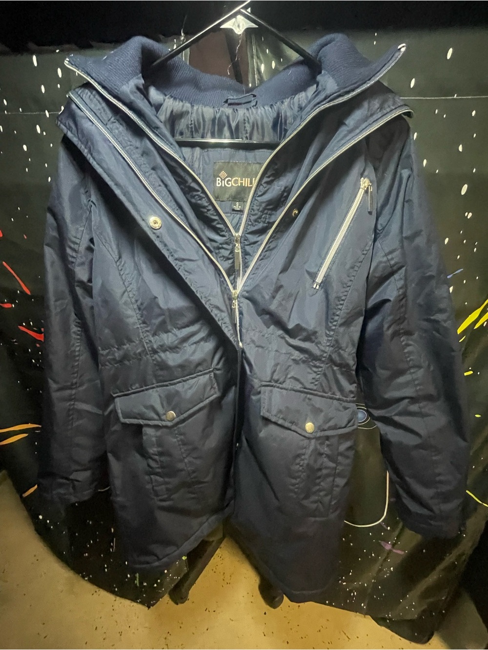 Big Chill Navy Hooded Winter Coat with Multiple Pockets